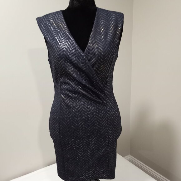STYLE RACK BLUE/BLACK GOLD SHIMMER MINI DRESS WOMEN SIZE M - Picture 1 of 8